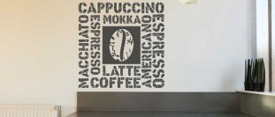 Samolepka na stenu coffee latte espresso, polep na stnu a nbytek